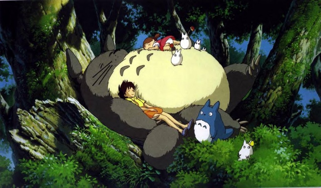 une image d'un film de myazaki avec une sorte de ronflex dans un arbre et ses amis qui dorment sur lui (je ne suis pas une experte des films des myazaki, pardon)
